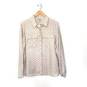 NWT SEA Cream Tan Black Star Button Down Blouse L